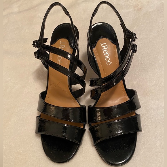 Patent leather pump sandals